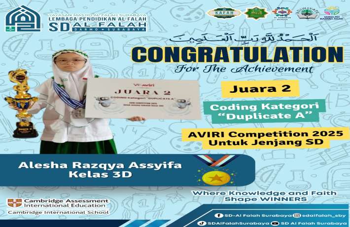 Juara 2 Coding Kategori "Duplicate A" AVIRI Competition 2025 Untuk Jenjang SD