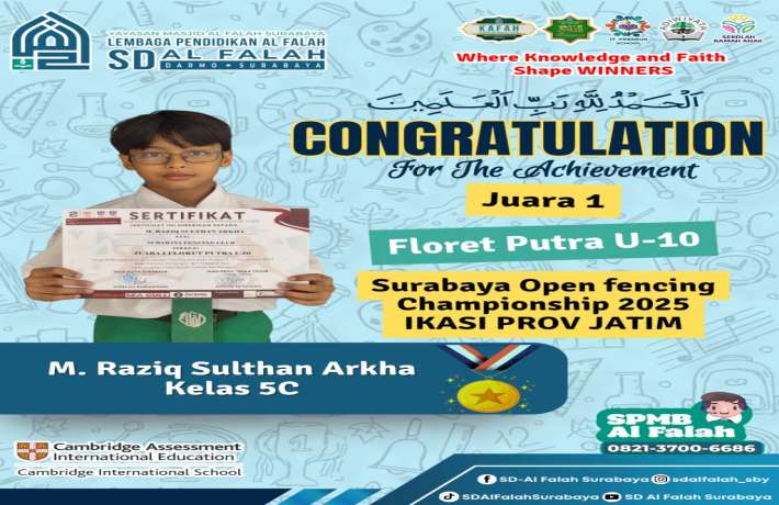 Juara 1 Floret Putra U-10 Surabaya Open Fencing Championship 2025 IKASI PROV JATIM