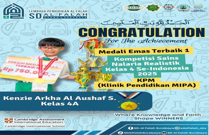 Medali Emas Terbaik 1 Kompetisi Sains Nalaria Realistik Kelas 4 Se-Indonesia 2025 KPM (Klinik Pendid